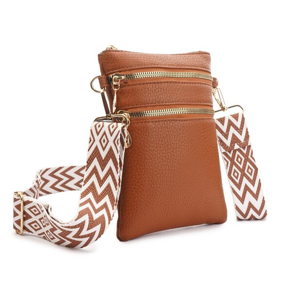 Artizanni Womens Crossbody Vegan Clutch Purse Satchel with Guitar Strap (Cognac) - Picture 11 of 11